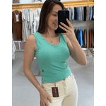 Regata Malha Canelada Petenatti Verde Aquatic