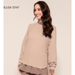 Blusa Alongada Malha Trabalhada Abenção Bege