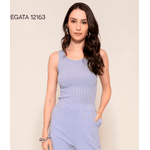 Regata Malha Canelada Abenção Azul