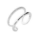 Anel Doppio em Ouro Branco 18k com Diamantes