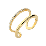 Anel Doppio em Ouro Amarelo 18k com Diamantes