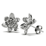 Brinco Magnólia em Ouro Branco 18k com Diamante