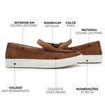 Sapato Loafer Guitte Bambulim Castor Couro Legítimo Camurça