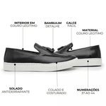 Sapato Loafer Guitte Bambulim Preto Couro Legítimo