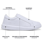 Tênis Guitte Elástico Grosso All White Couro