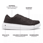 Tênis Guitte Elástico X Marrom Couro Legítimo Camurça