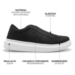 Tênis Guitte Elástico X Preto Couro Legítimo Camurça