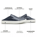 Sapato Guitte Mule Azul Marinho Couro Legítimo 