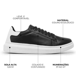 Tênis Guitte Style Preto Couro