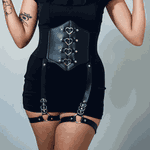 Kit Corset Coração e Harness Coxa Uma Tira