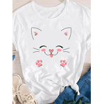 Camiseta Estampada Frente Gatinho Kawai