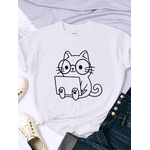 Camiseta Estampada Frente Gatinho Laptop