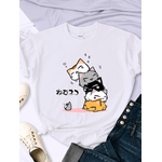 Camiseta Estampada Frente Gatinhos e Ratinho Colorido