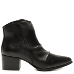 Bota De Bico Fino Em Couro De Cabra Preto