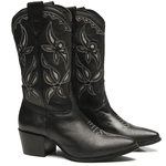 BOTA WESTERN RECORTES COURO PRETO