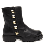 COTURNO SPIKE EM COURO PRETO