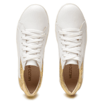 TÊNIS COURO BRANCO GLITTER DOURADO