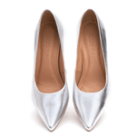 SCARPIN SALTO ALTO COURO METALIZADO PRATA