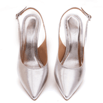 SCARPIN SLINGBACK COURO CRISTAL PRATA