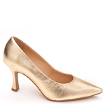 SCARPIN SALTO ALTO COURO METALIZADO OURO LIGHT