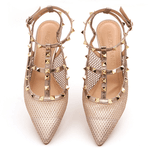SCARPIN SLINGBACK MALHA OURO 