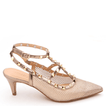 SCARPIN SLINGBACK MALHA OURO 