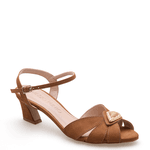 SANDALIA PEDRA OURO/BEGE COURO NOBUCK 