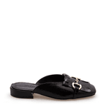 MULE COURO VERNIZ CRINKLE PRETO