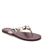 SANDÁLIA RASTEIRA COURO METALIZADO OURO