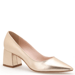 SCARPIN SALTO BLOCO COURO METALIZADO OURO
