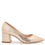 SCARPIN SALTO BLOCO COURO METALIZADO OURO