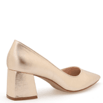 SCARPIN SALTO BLOCO COURO METALIZADO OURO