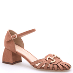 SANDALIA COURO NOBUCK BEGE
