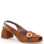 SCARPIN PEEP TOE EM CAMURÇA CARAMELO