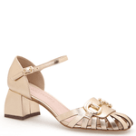 SANDALIA COURO METALIZADO OURO
