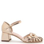 SANDALIA COURO METALIZADO OURO
