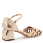 SANDALIA COURO METALIZADO OURO
