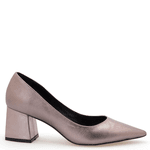 SCARPIN SALTO BLOCO COURO METALIZADO ÔNIX