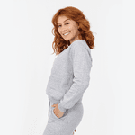 Conjunto Moletom Feminino Gola Careca Blusa Com Calça Cinza
