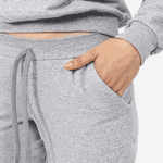 Conjunto Moletom Feminino Gola Careca Blusa Com Calça Cinza