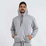 Conjunto Moletom Masculino Canguru Blusa e Calça Cinza
