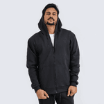 Blusa De Moletinho Masculino Com Zíper Preto