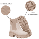 Bota Tratorada Off-White Elástico e Zíper Tenehi
