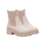 Bota Tratorada Off-White Elástico e Zíper Tenehi