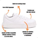 Tênis Casual Todo Branco Amarração Tenehi
