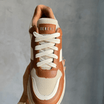 Tênis Feminino Casual Plataforma Detalhes Nylon Marrom/ Bege