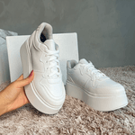Tênis Plataforma Feminino Casual Moderno Branco