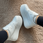 Tênis Plataforma Feminino Casual Moderno Branco