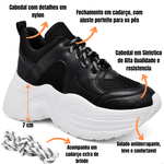 Tênis Preto Urbano Caixa Alta Chunky Cadarço Adicional 