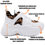 Tênis Branco Detalhes Em Onça Caixa Alta Chunky - Animal Print